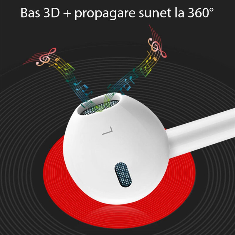 Casti cu fir in-ear Yesido YH09, stereo, microfon, Jack 3.5mm, 1.2m, alb