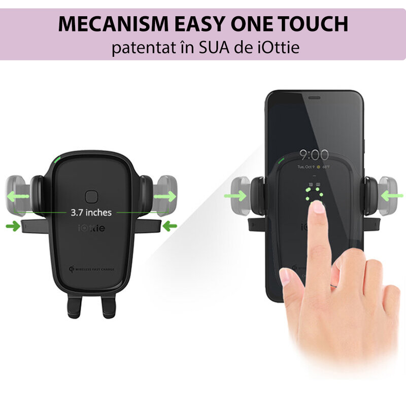 Suport telefon auto iOttie EOT 2, incarcare wireless, bord/ parbirz, negru