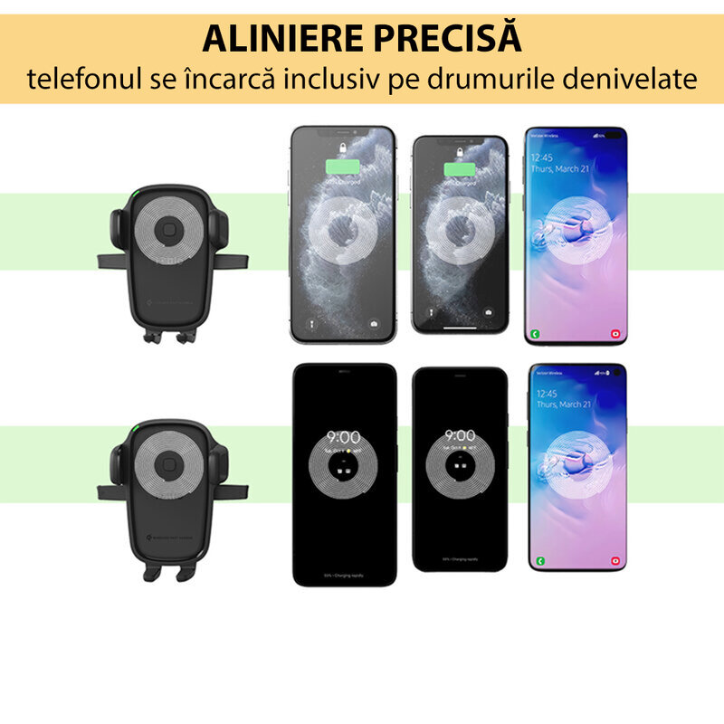 Suport telefon auto iOttie EOT 2, incarcare wireless, bord/ parbirz, negru