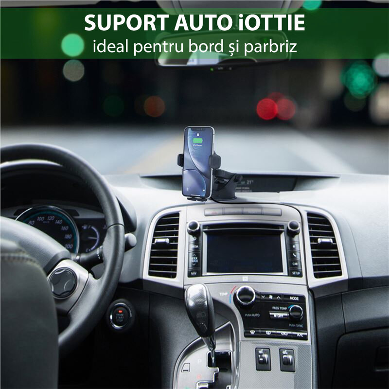 Suport telefon auto iOttie EOT 2, incarcare wireless, bord/ parbirz, negru