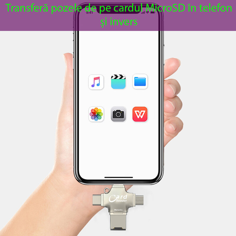 Card reader MicroSD, Adaptor USB, Type-C, Lightning, Micro-USB Yesido GS13