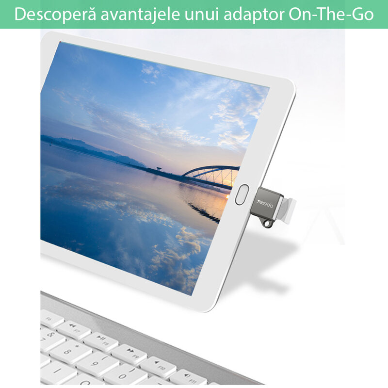 Adaptor USB la Type-C OTG Yesido GS08, plug & play, 480Mbps, negru