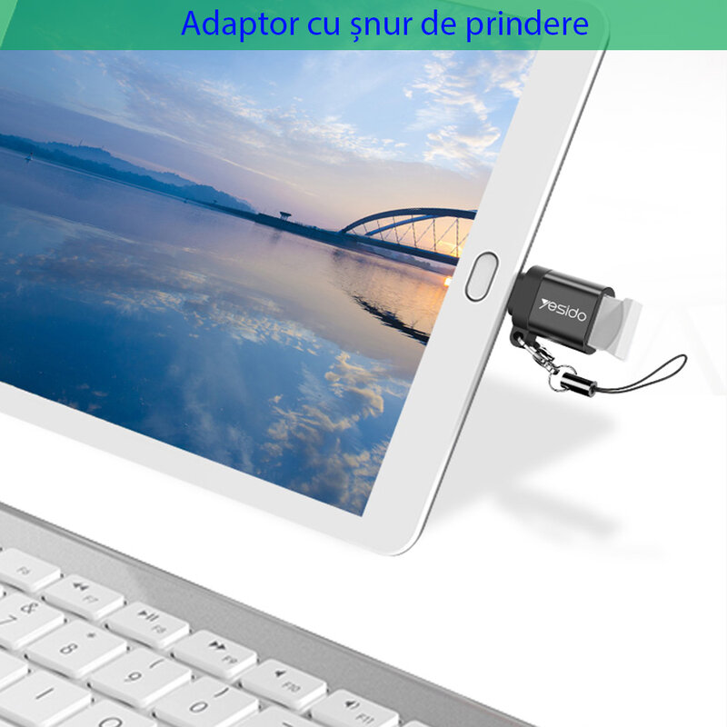 Adaptor USB la Type-C OTG Yesido GS06, plug & play, 5Gbps, negru