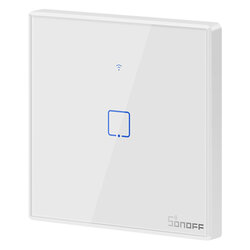 Intrerupator smart touch Wi-Fi simplu Sonoff T2, wireless, RF 433 MHz, alb