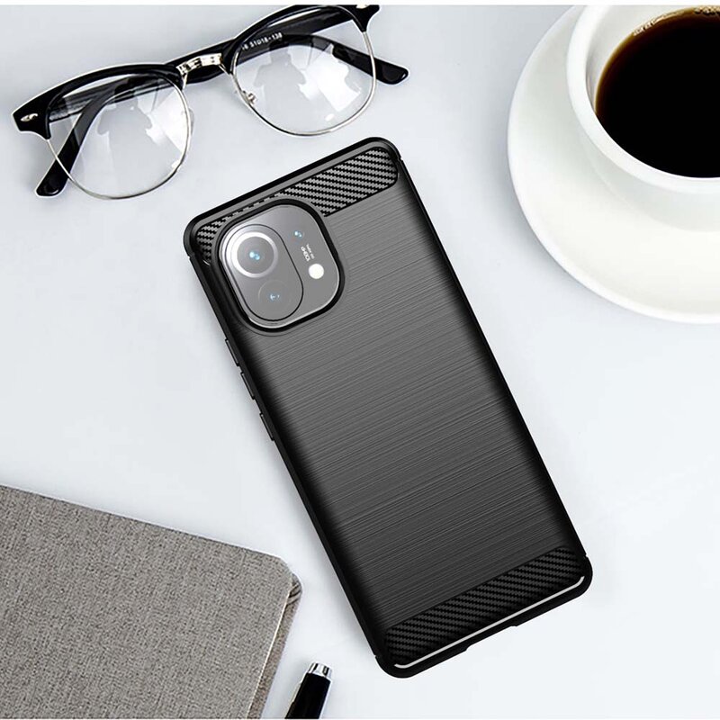 Husa Xiaomi Mi 11 Lite Techsuit Carbon Silicone, negru