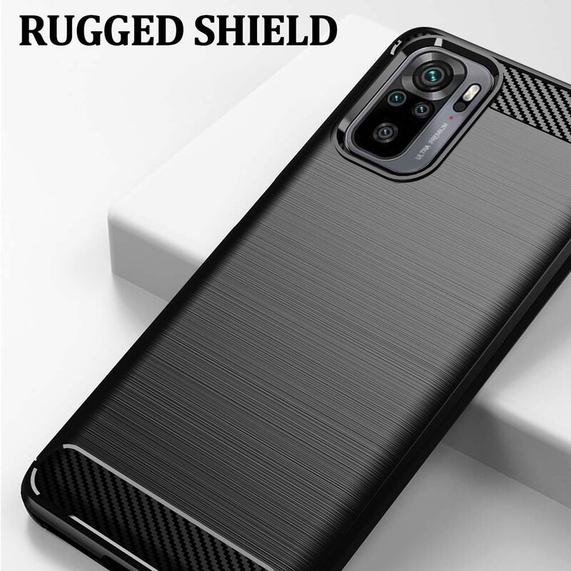 Husa Xiaomi Redmi Note 10 4G Techsuit Carbon Silicone, negru