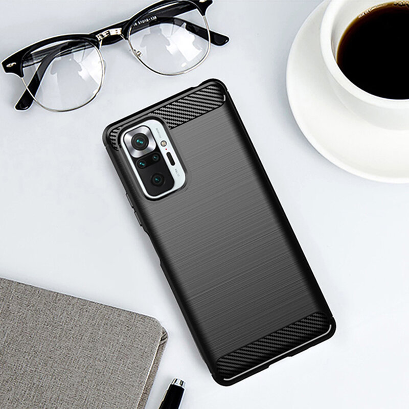 Husa Xiaomi Redmi Note 10 Pro Techsuit Carbon Silicone, negru