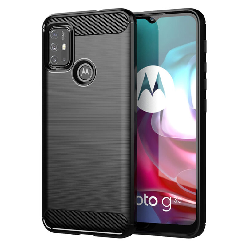 Husa Motorola Moto G10 Techsuit Carbon Silicone, negru