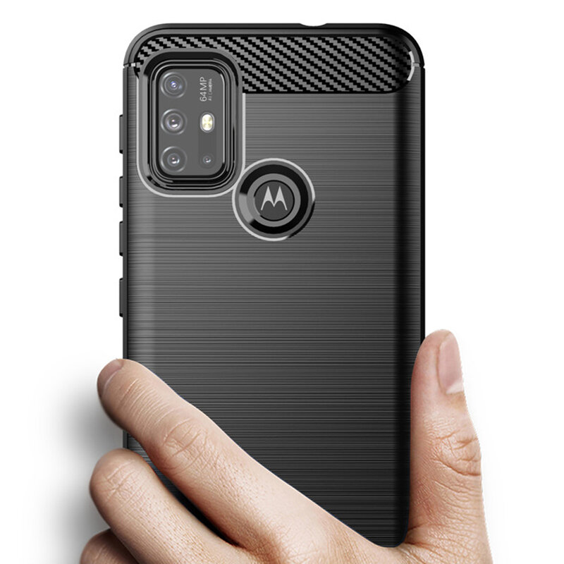 Husa Motorola Moto G30 Techsuit Carbon Silicone, negru