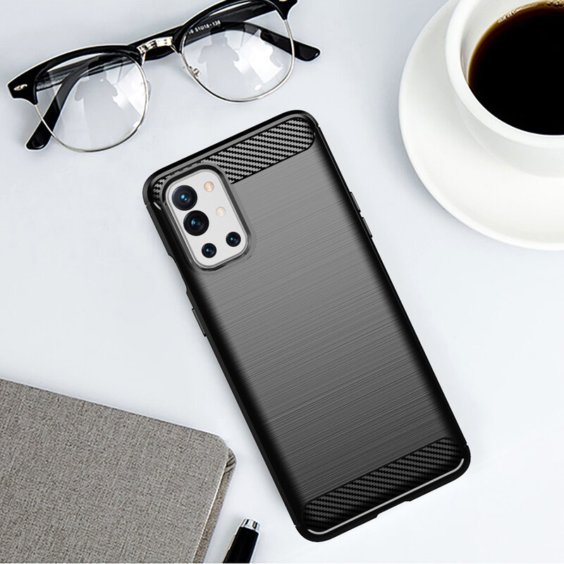 Husa OnePlus 9R Techsuit Carbon Silicone, negru