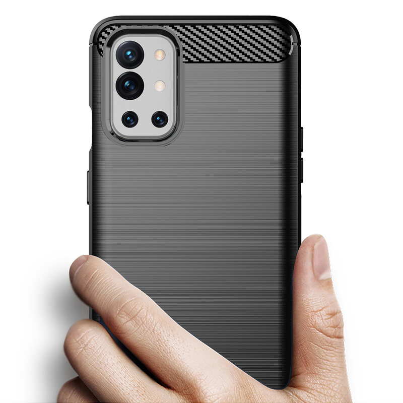 Husa OnePlus 9R Techsuit Carbon Silicone, negru