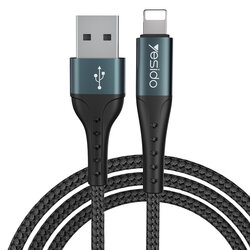 Cablu de date USB la Lightning Yesido CA62, 2.4A, 1.2m, negru