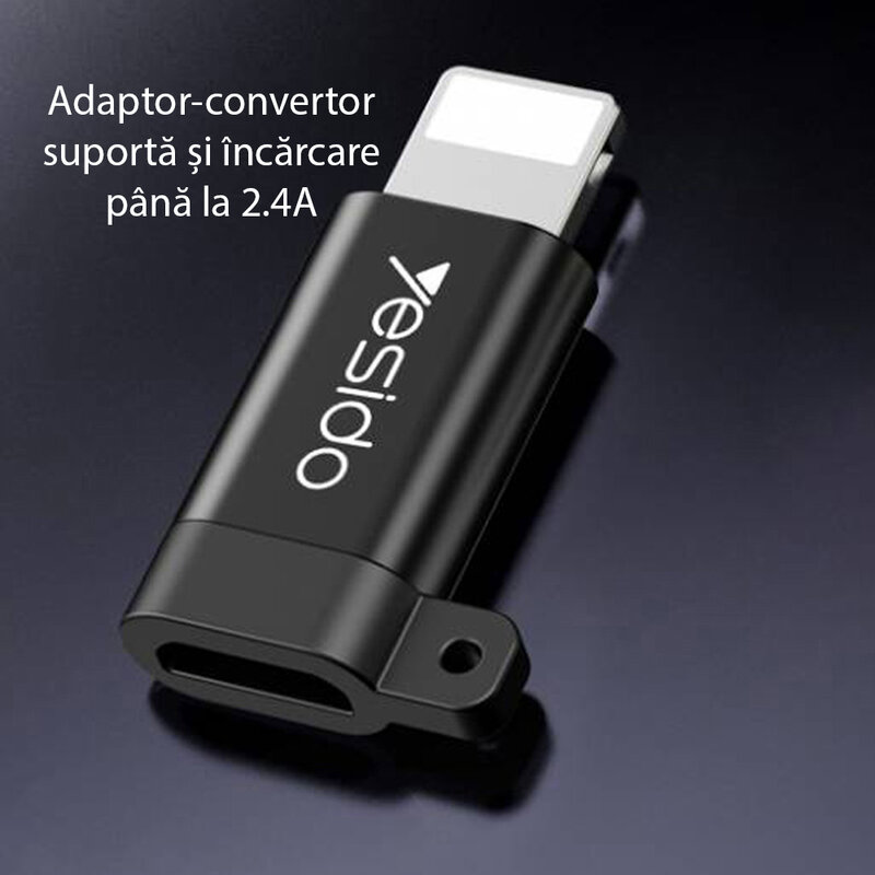 Adaptor Micro-USB la Lightning OTG Yesido GS05, plug & play, 480Mbps, negru