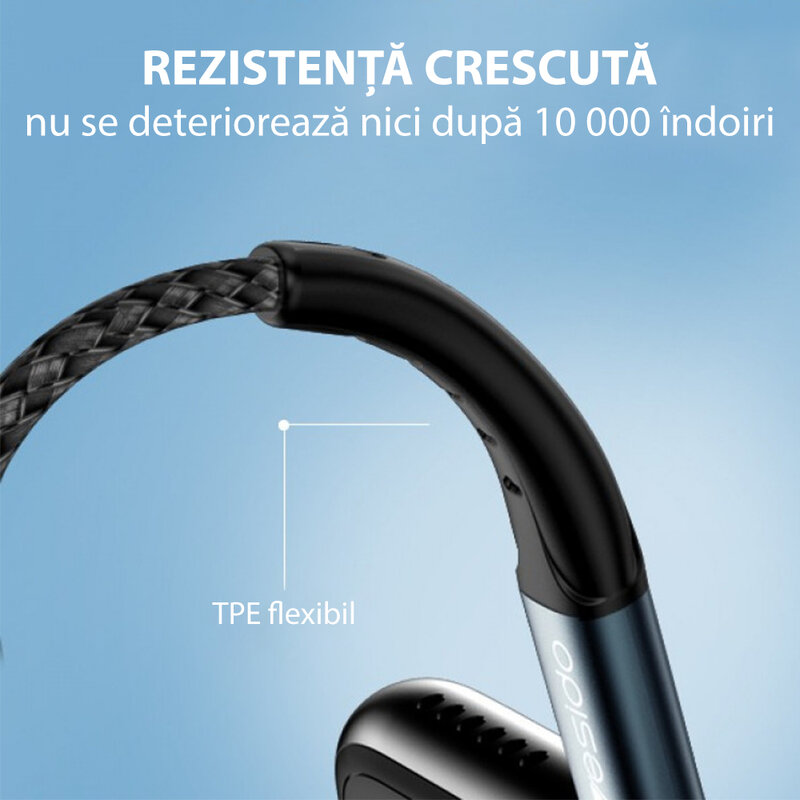 Cablu de date USB la Type-C Yesido CA62, 3A, 1.2m, negru