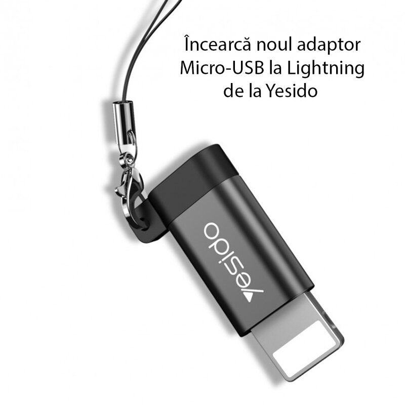 Adaptor Micro-USB la Lightning OTG Yesido GS05, plug & play, 480Mbps, negru
