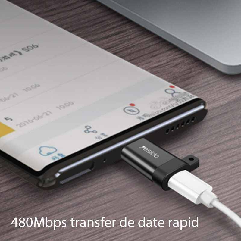 Adaptor Micro-USB la Type-C OTG Yesido GS04, plug & play, 480Mbps, negru