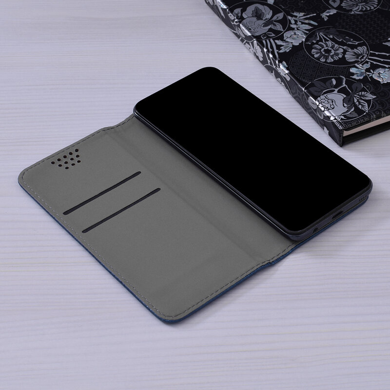 Husa Smart Book pentru telefoane intre 4.5 - 4.7 inch - Flip Albastru