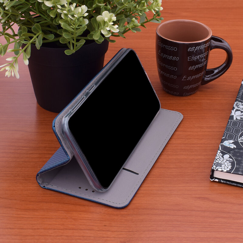 Husa Smart Book pentru telefoane intre 4.5 - 4.7 inch - Flip Albastru