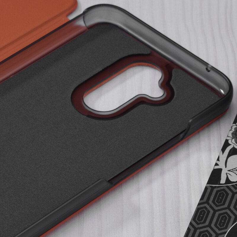 Husa Huawei Mate 20 Lite Eco Leather View flip tip carte, portocaliu