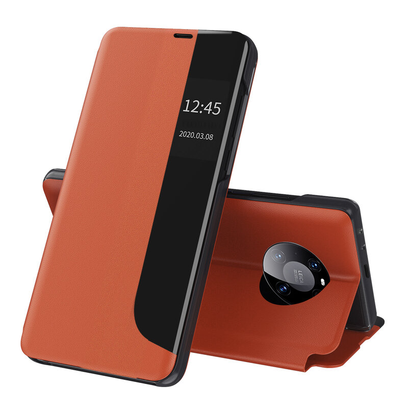 Husa Huawei Mate 40 Pro Eco Leather View Flip Tip Carte - Portocaliu