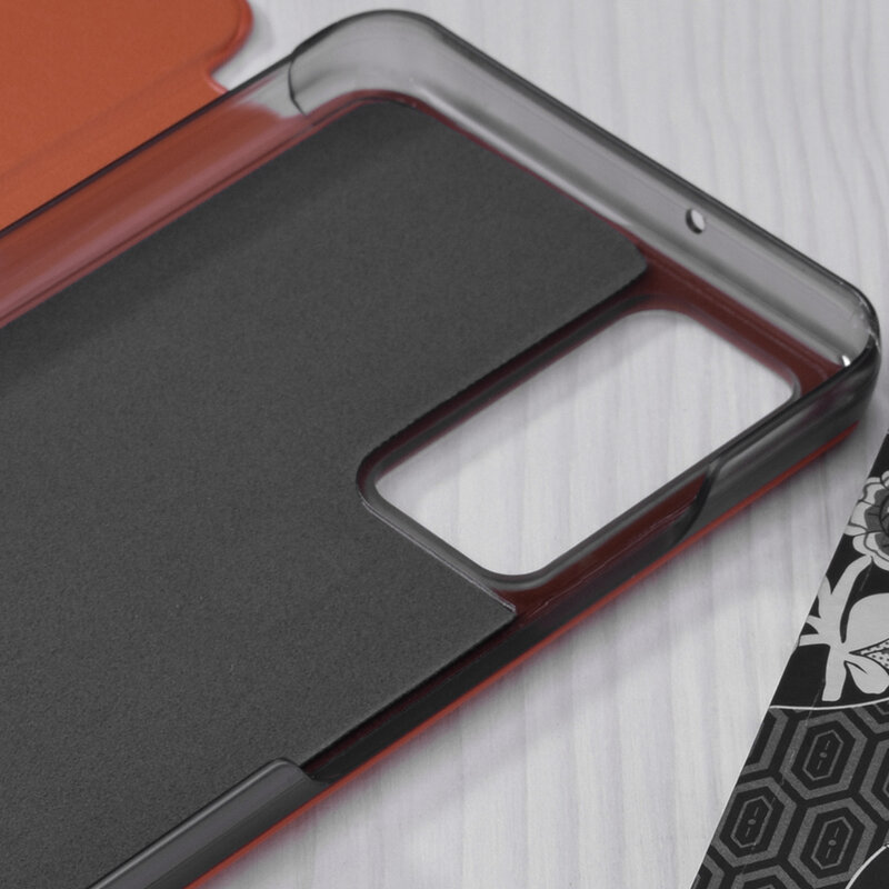 Husa Huawei P Smart 2021 Eco Leather View Flip Tip Carte - Portocaliu