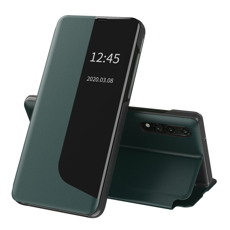 Husa Huawei P20 Pro Eco Leather View Flip Tip Carte - Verde