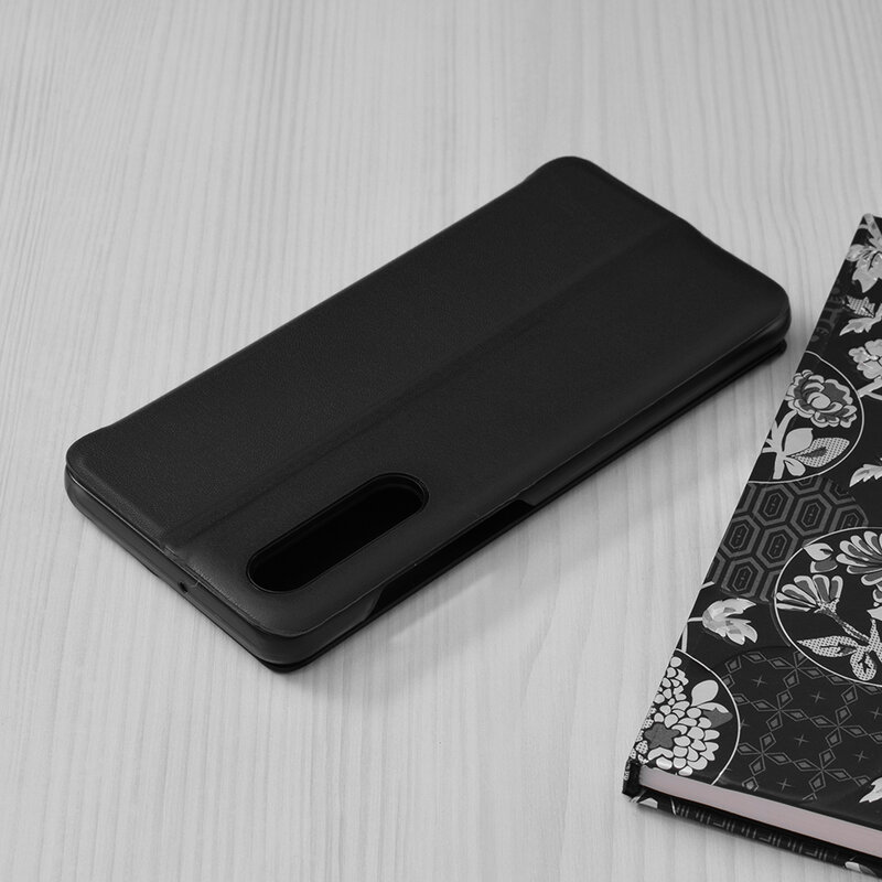 Husa Huawei P30 Eco Leather View Flip Tip Carte - Negru