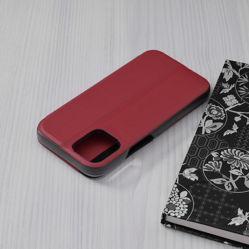 Husa iPhone 12 mini Eco Leather View Flip Tip Carte - Rosu