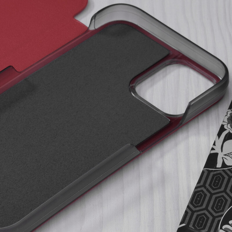 Husa iPhone 12 mini Eco Leather View Flip Tip Carte - Rosu