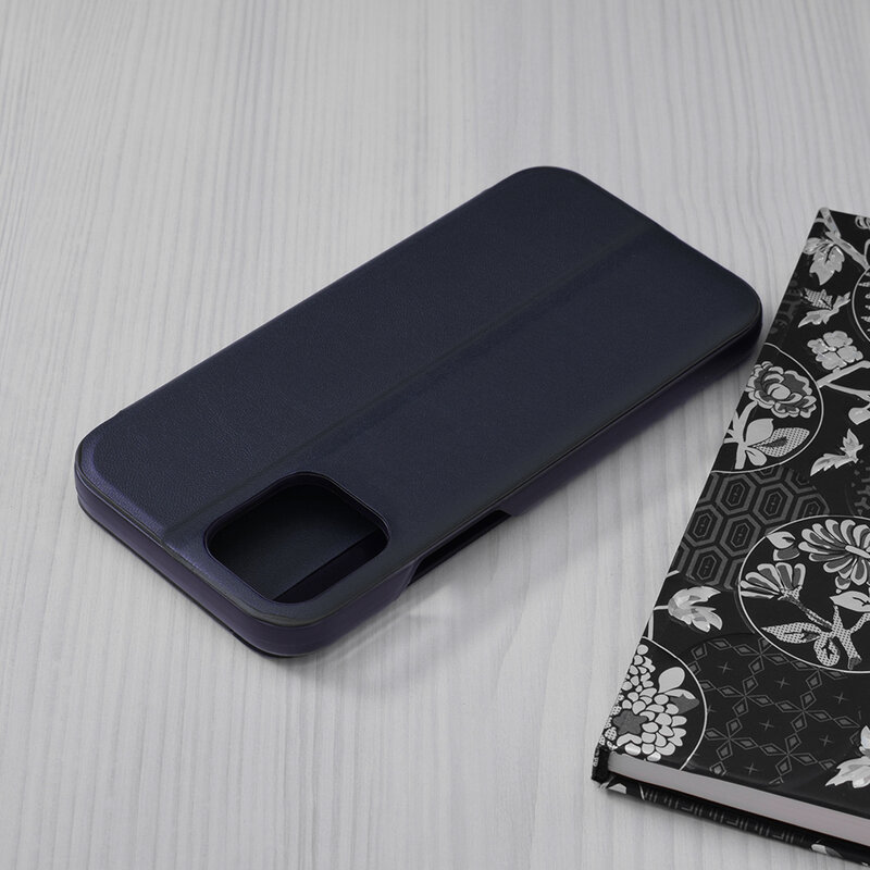 Husa iPhone 12 Pro Eco Leather View Flip Tip Carte - Albastru