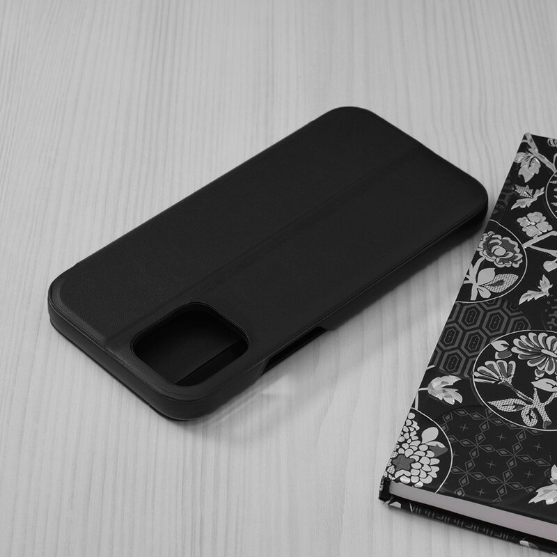 Husa iPhone 12 Pro Eco Leather View Flip Tip Carte - Negru