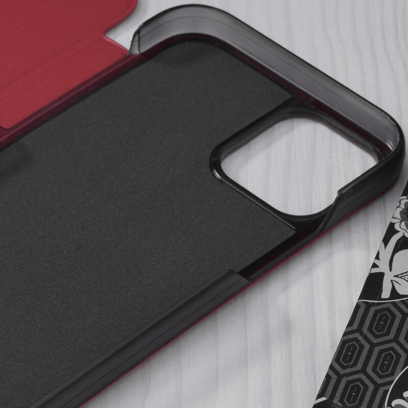 Husa iPhone 12 Eco Leather View Flip Tip Carte - Rosu