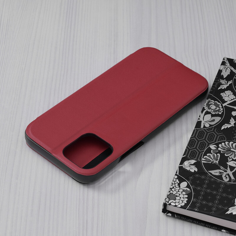 Husa iPhone 12 Eco Leather View Flip Tip Carte - Rosu