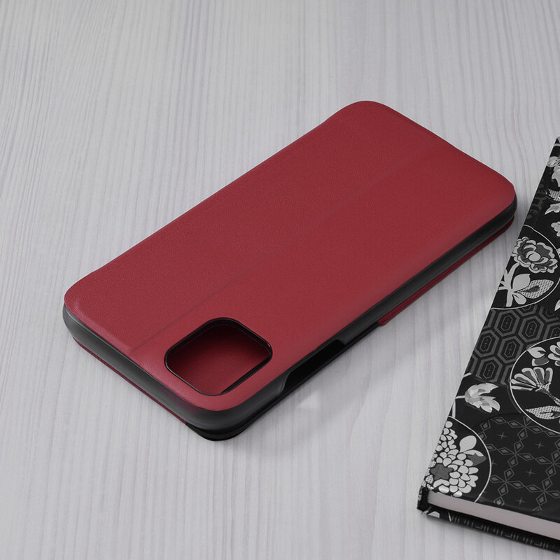 Husa iPhone 11 Eco Leather View Flip Tip Carte - Rosu