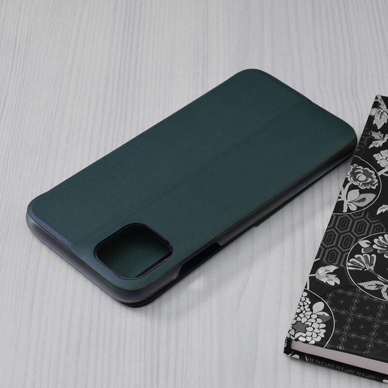 Husa iPhone 11 Pro Max Eco Leather View Flip Tip Carte - Verde