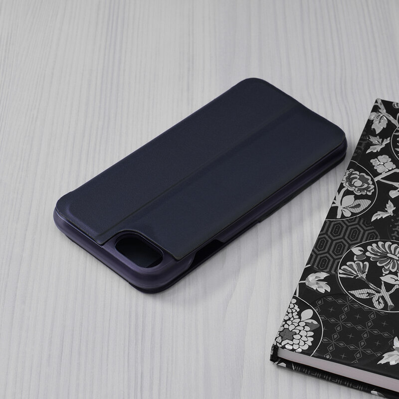 Husa iPhone SE 2, SE 2020 Eco Leather View Flip Tip Carte - Albastru