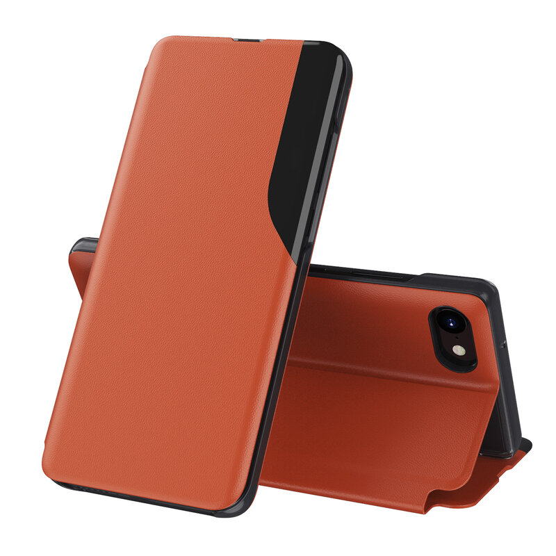 Husa iPhone 8 Eco Leather View Flip Tip Carte - Portocaliu