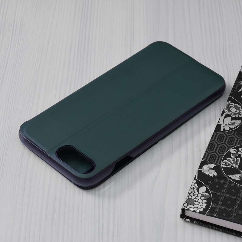 Husa iPhone 7 Plus Eco Leather View Flip Tip Carte - Verde