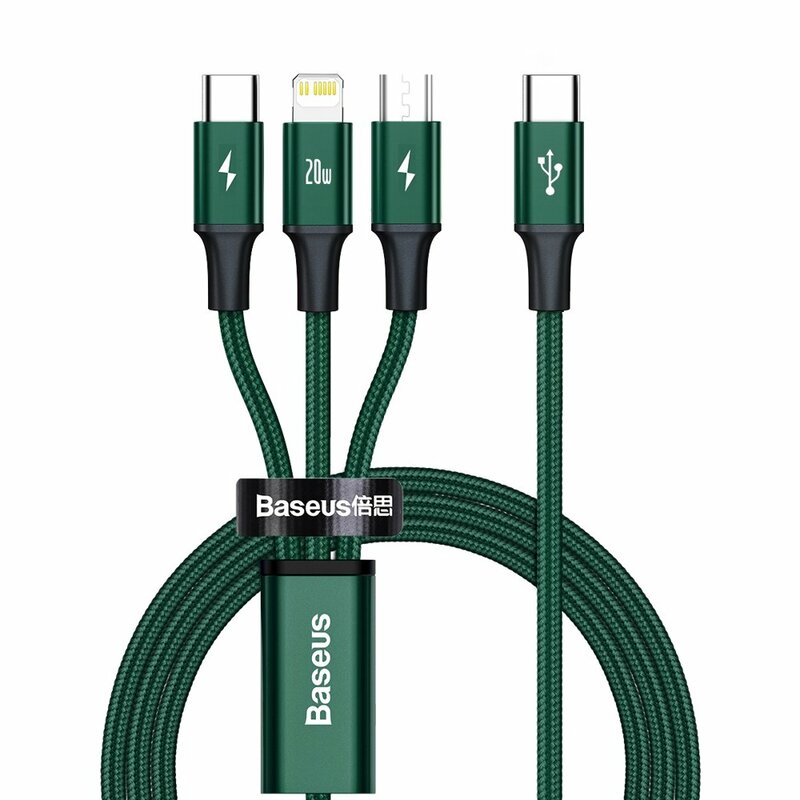 Cablu de date Type-C la Micro-USB, Lightning, Type-C Baseus, 1.5m, verde, CAMLT-SC06