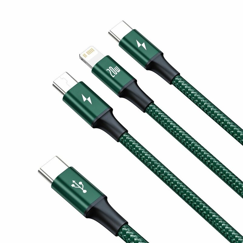 Cablu de date Type-C la Micro-USB, Lightning, Type-C Baseus, 1.5m, verde, CAMLT-SC06