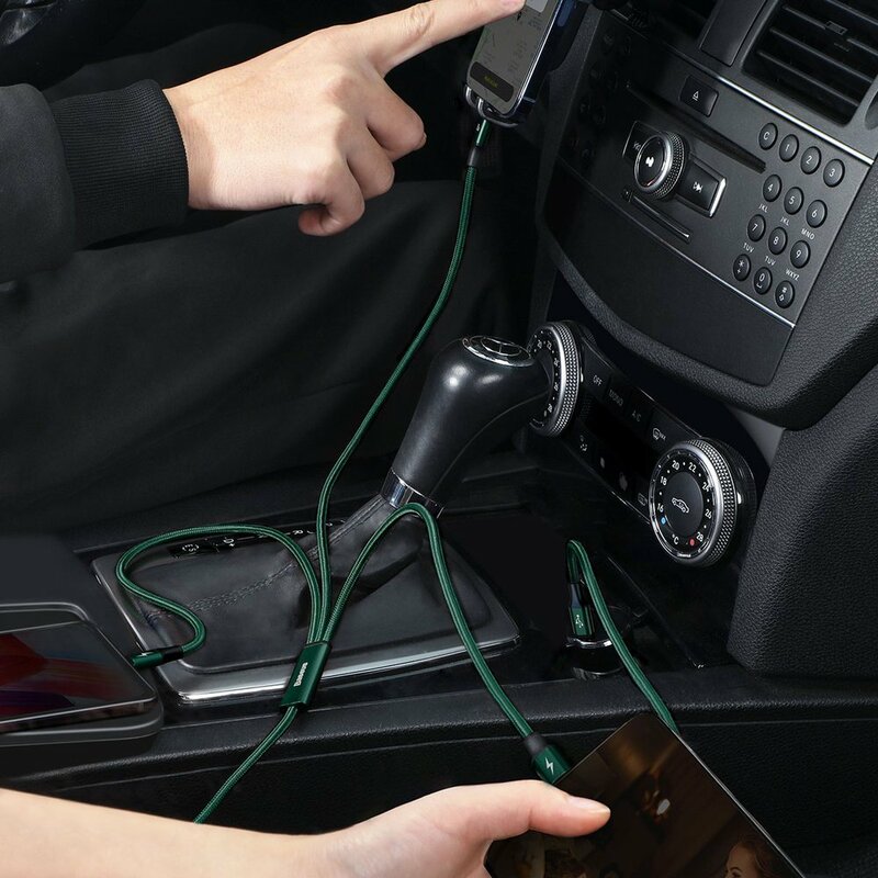 Cablu de date Type-C la Micro-USB, Lightning, Type-C Baseus, 1.5m, verde, CAMLT-SC06