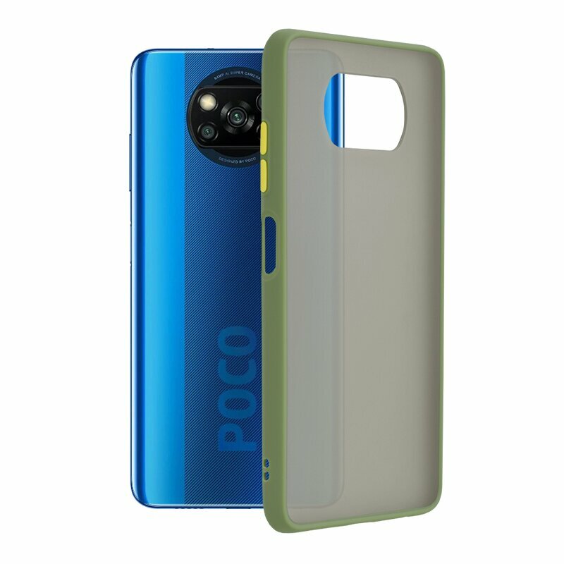Husa Xiaomi Poco X3 Pro Mobster Chroma Cu Butoane Si Margini Colorate - Verde Deschis