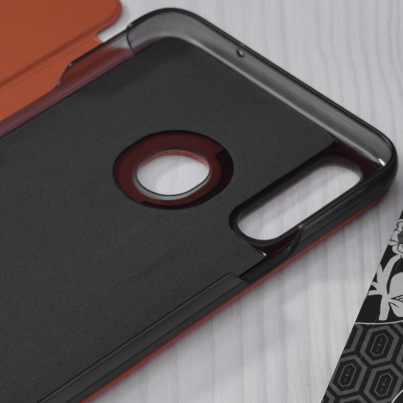 Husa Samsung Galaxy A20s Eco Leather View flip tip carte, portocaliu