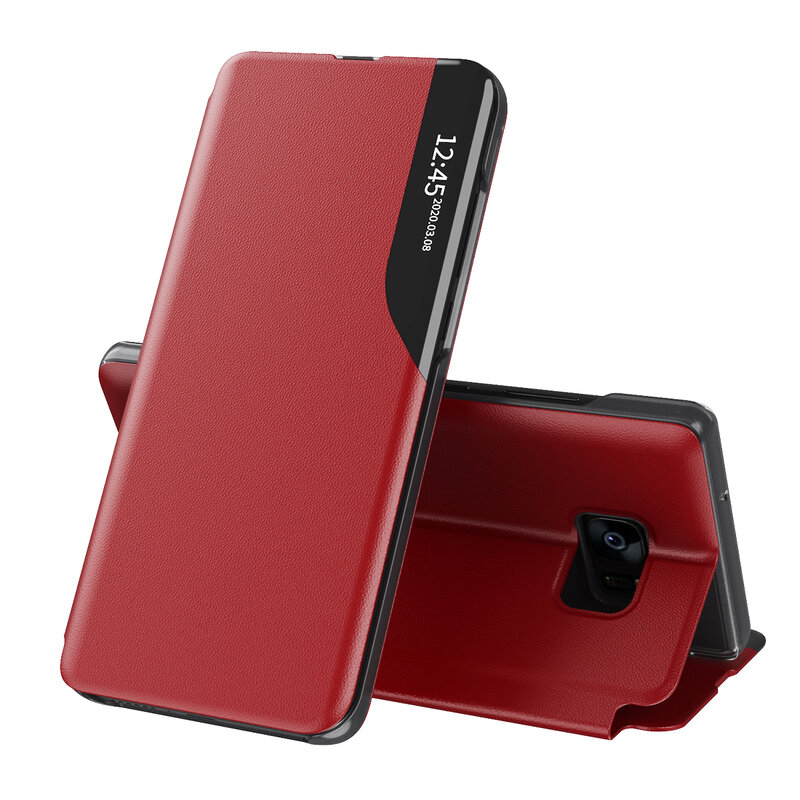 Husa Samsung Galaxy S7 Edge Eco Leather View Flip Tip Carte - Rosu