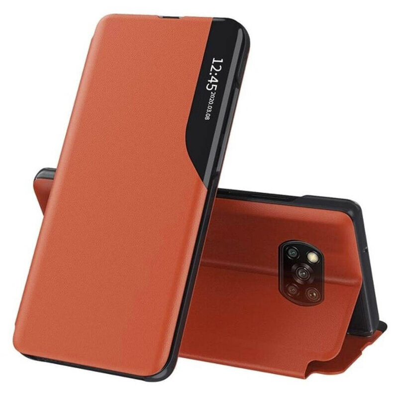 Husa Xiaomi Poco X3 Eco Leather View Flip Tip Carte - Portocaliu