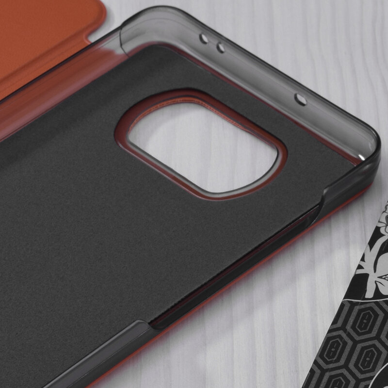 Husa Xiaomi Poco X3 Eco Leather View Flip Tip Carte - Portocaliu