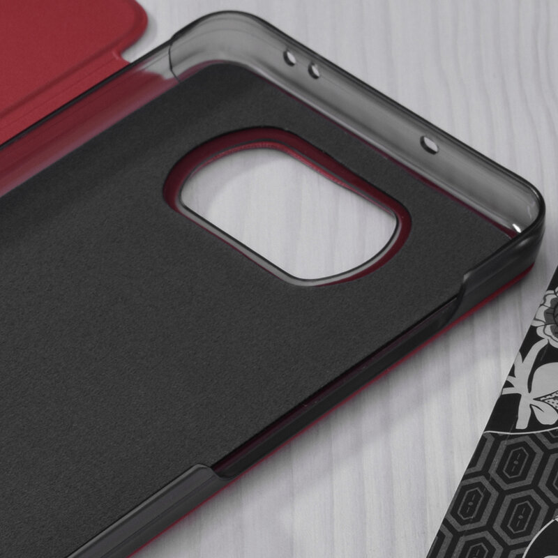 Husa Xiaomi Poco X3 Eco Leather View Flip Tip Carte - Rosu
