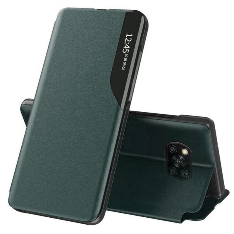 Husa Xiaomi Poco X3 Eco Leather View Flip Tip Carte - Verde