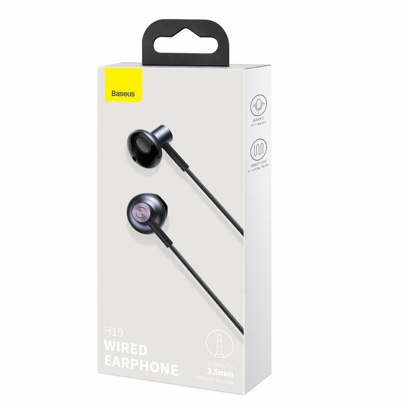 Casti cu fir in-ear Baseus, Jack 3.5mm, 1.2m, negru, NGH19-01