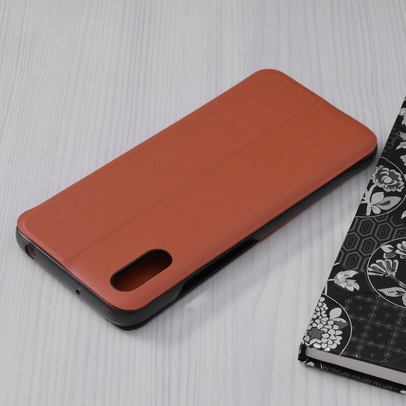 Husa Xiaomi Redmi 9A Eco Leather View Flip Tip Carte - Portocaliu